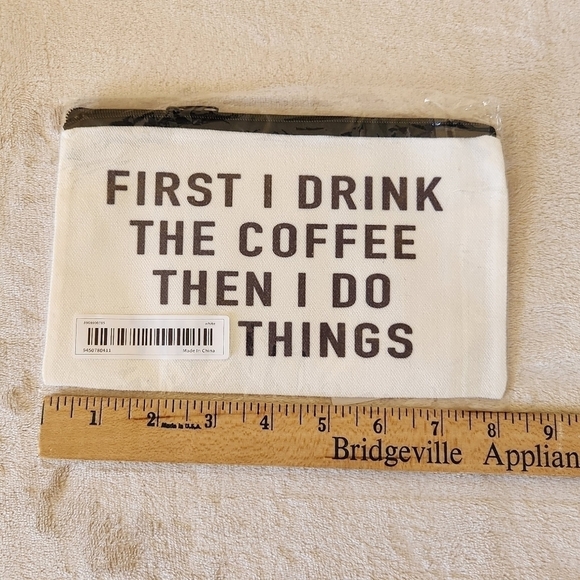 "First I Drink the Coffee Then I Do the Things" Cosmetic Bag Zipper Pouch - Picture 4 of 5